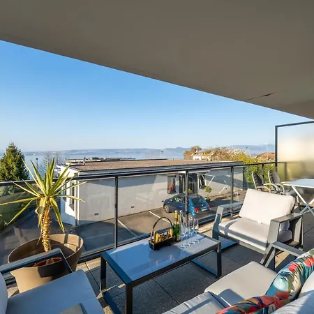 Bright Modern With View In Evian Apartman *